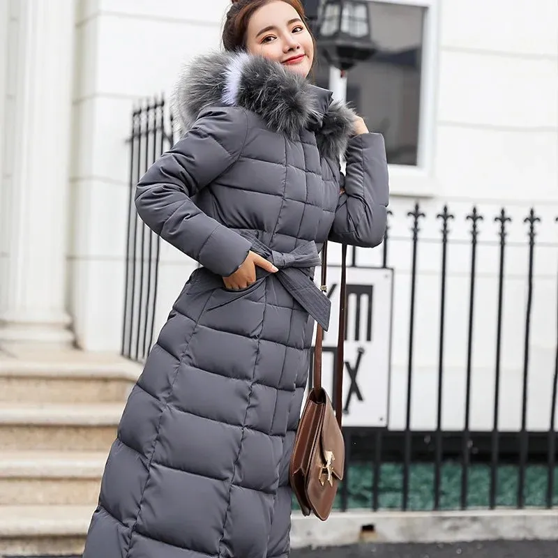 Long Parkas korean style fashion quilted jacket women winter outfits 2024 Thicken Warm  Coat Clothing Hooded Autumn Clothes