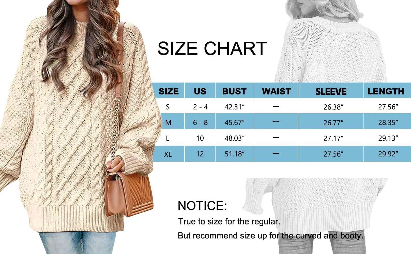 MOSHU Oversized Sweaters for Women Cable Knit Chunky Pullover Sweater