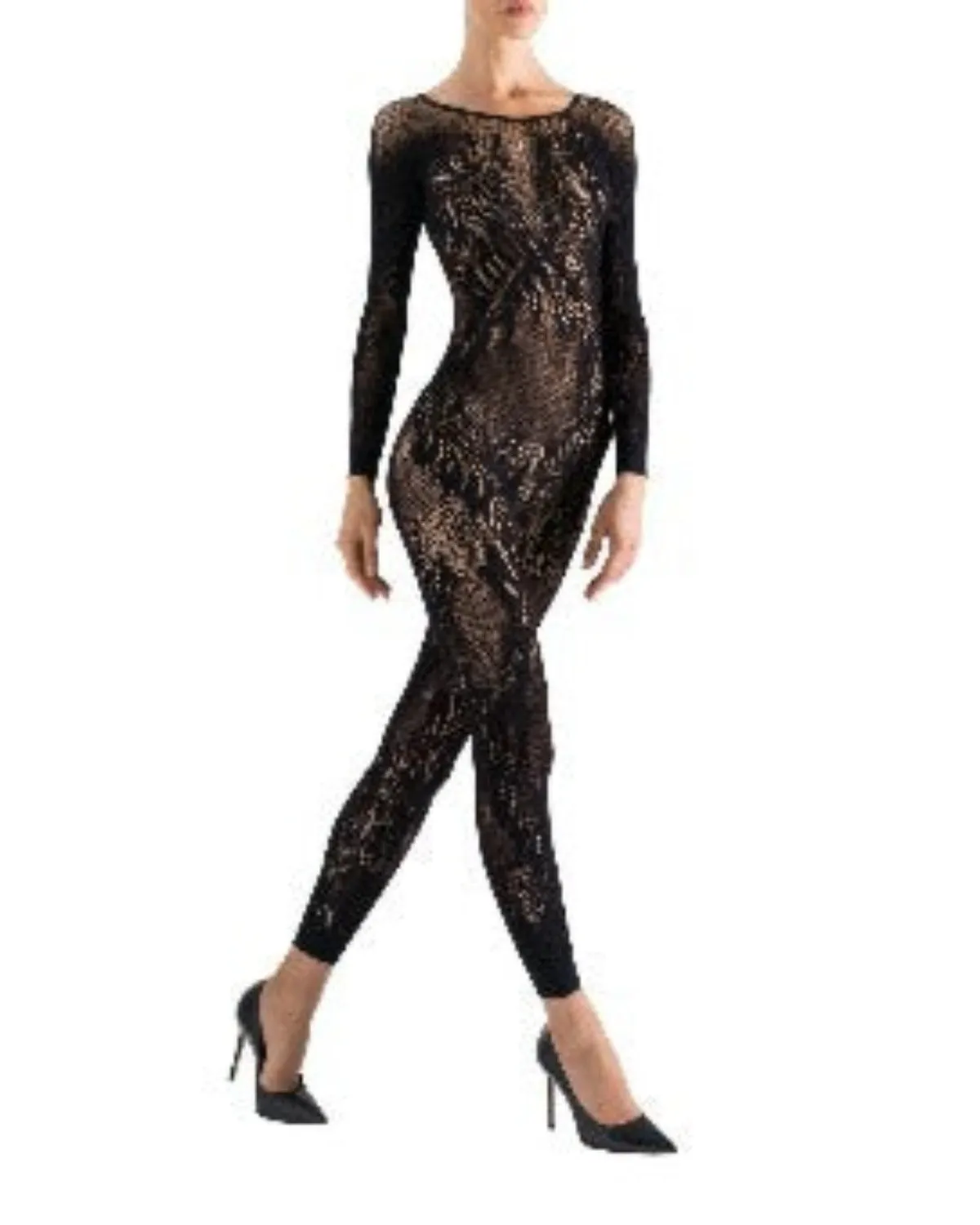 Natori Feathers Long Sleeve Lace Bodysuit
