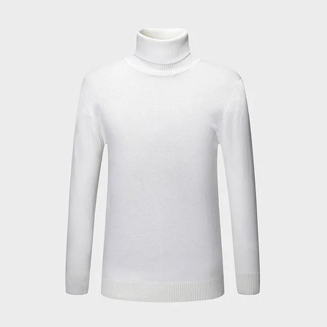 New Autumn Winter Fashion Brand Clothing Men's Sweaters Warm Slim Fit Turtleneck Men Pullover 100% Cotton Knitted Sweater Men