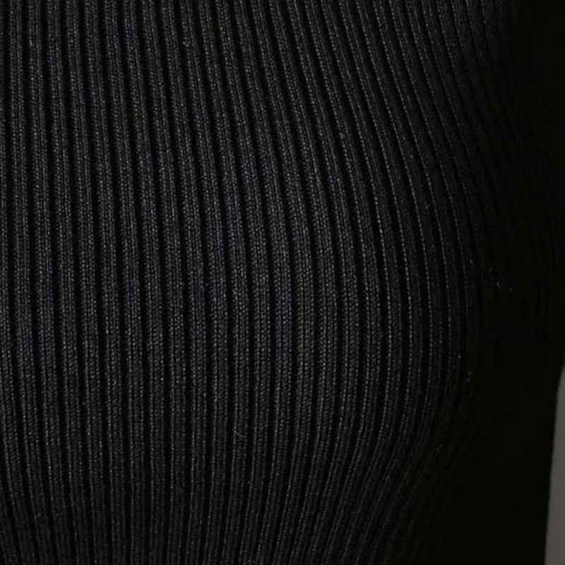 Patchwork Sweater  Turtleneck Puff Long Sleeve Ruffle Hem Knitting Pullover Top