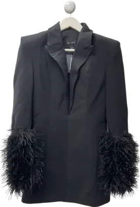 PrettyLittleThing Plt Label Plus Black Faux Shearling Cuff Tailored Blazer Dress UK 10