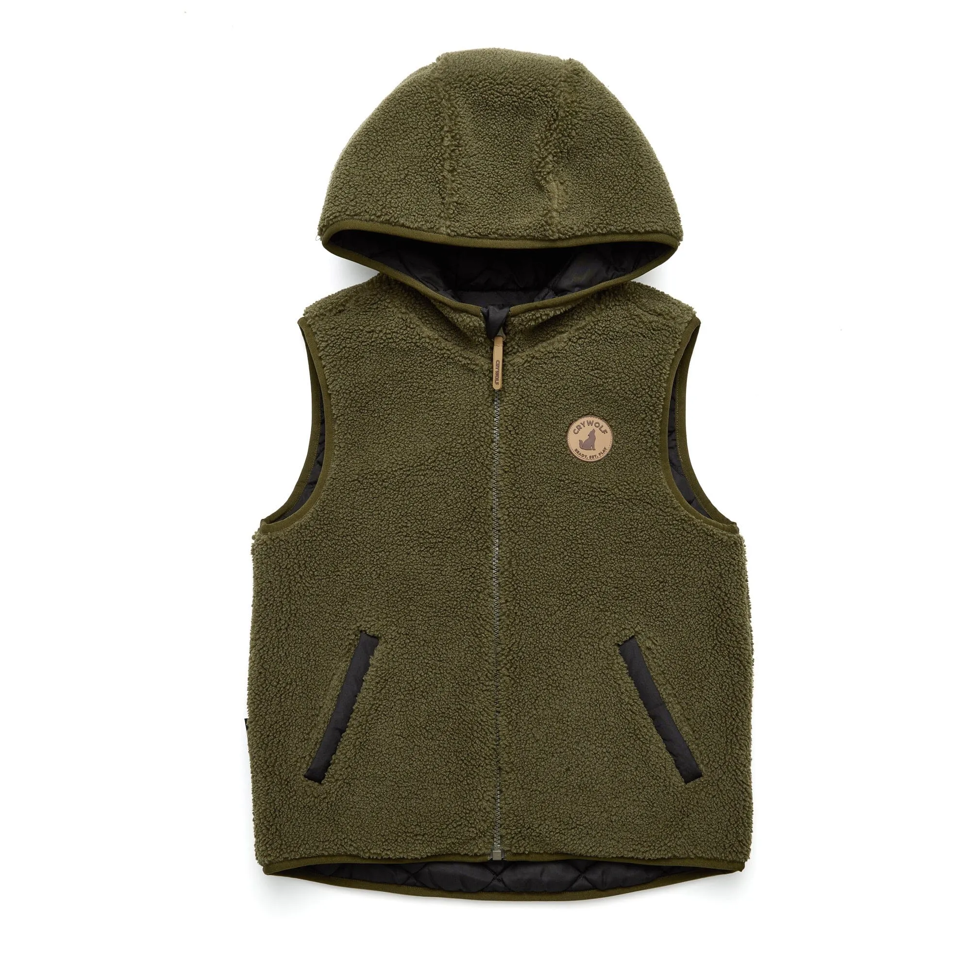 Reversible Hooded Yeti Vest (Black/Khaki)