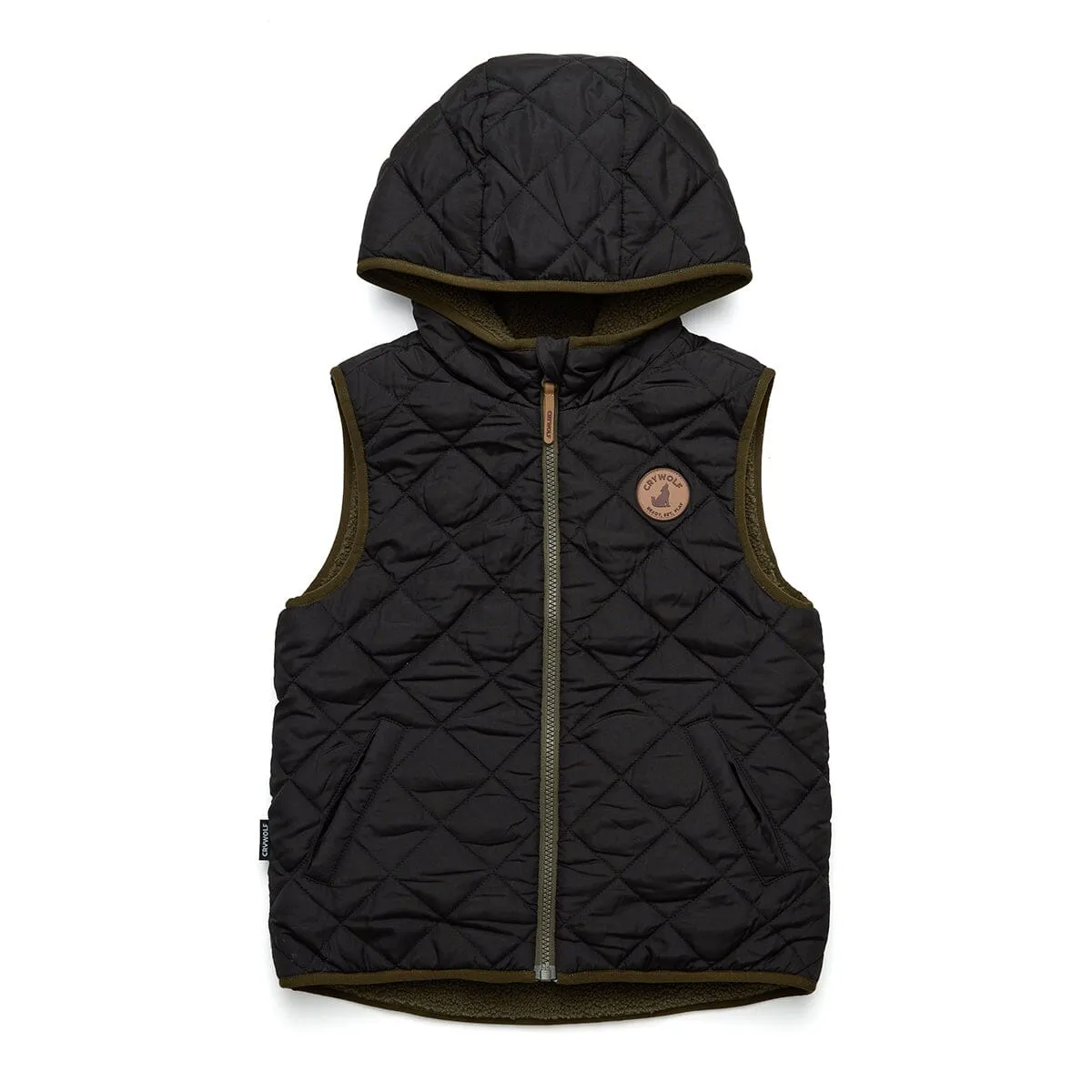 Reversible Hooded Yeti Vest (Black/Khaki)