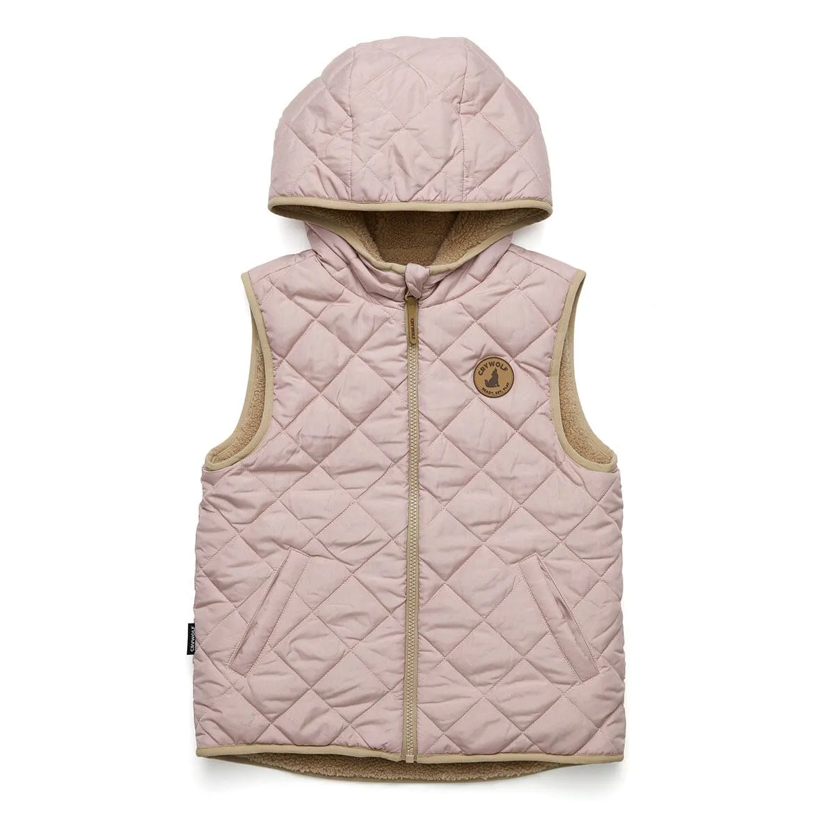 Reversible Hooded Yeti Vest (Dusty Pink/Camel))
