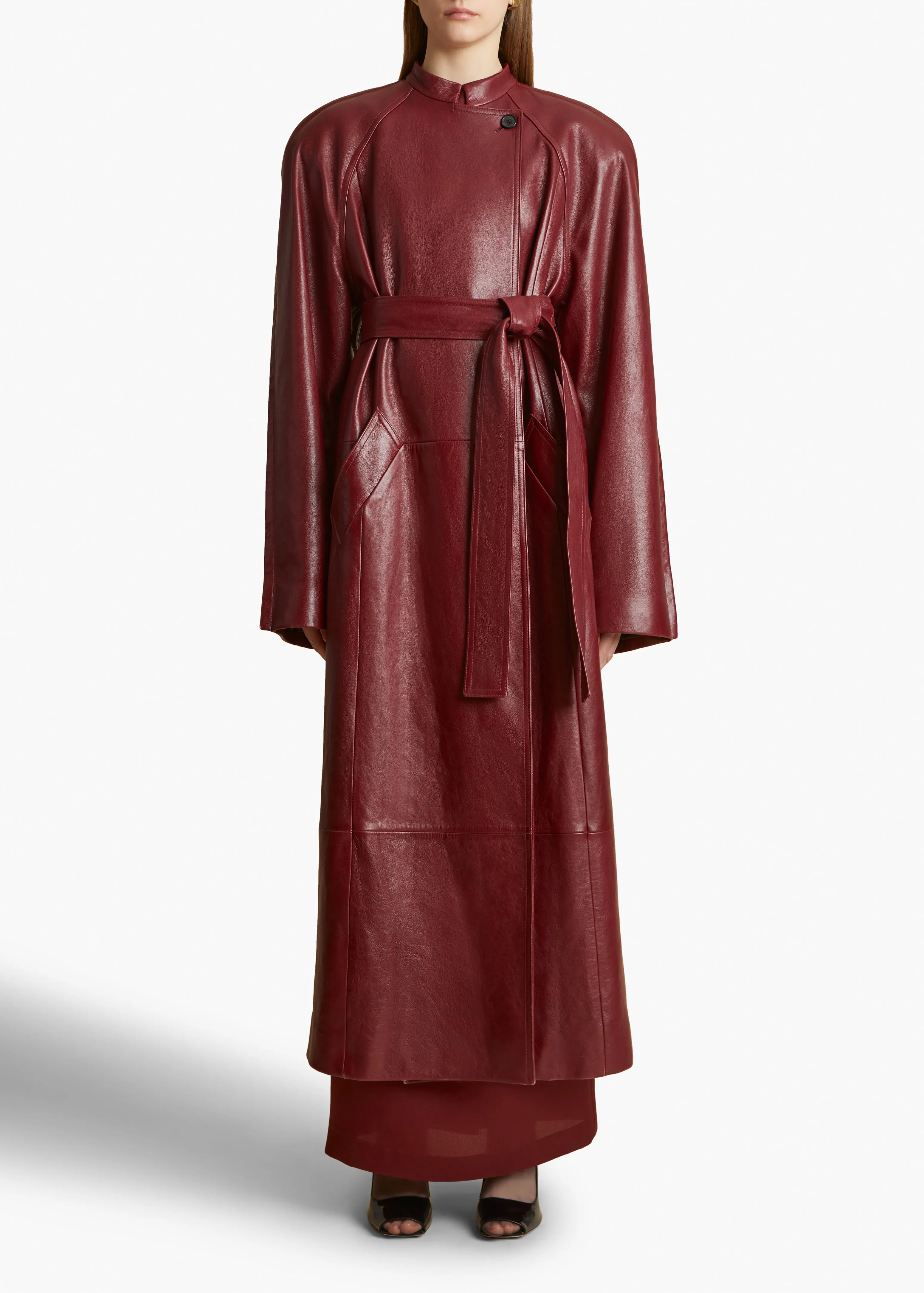 Rothen Coat in Oxblood Leather