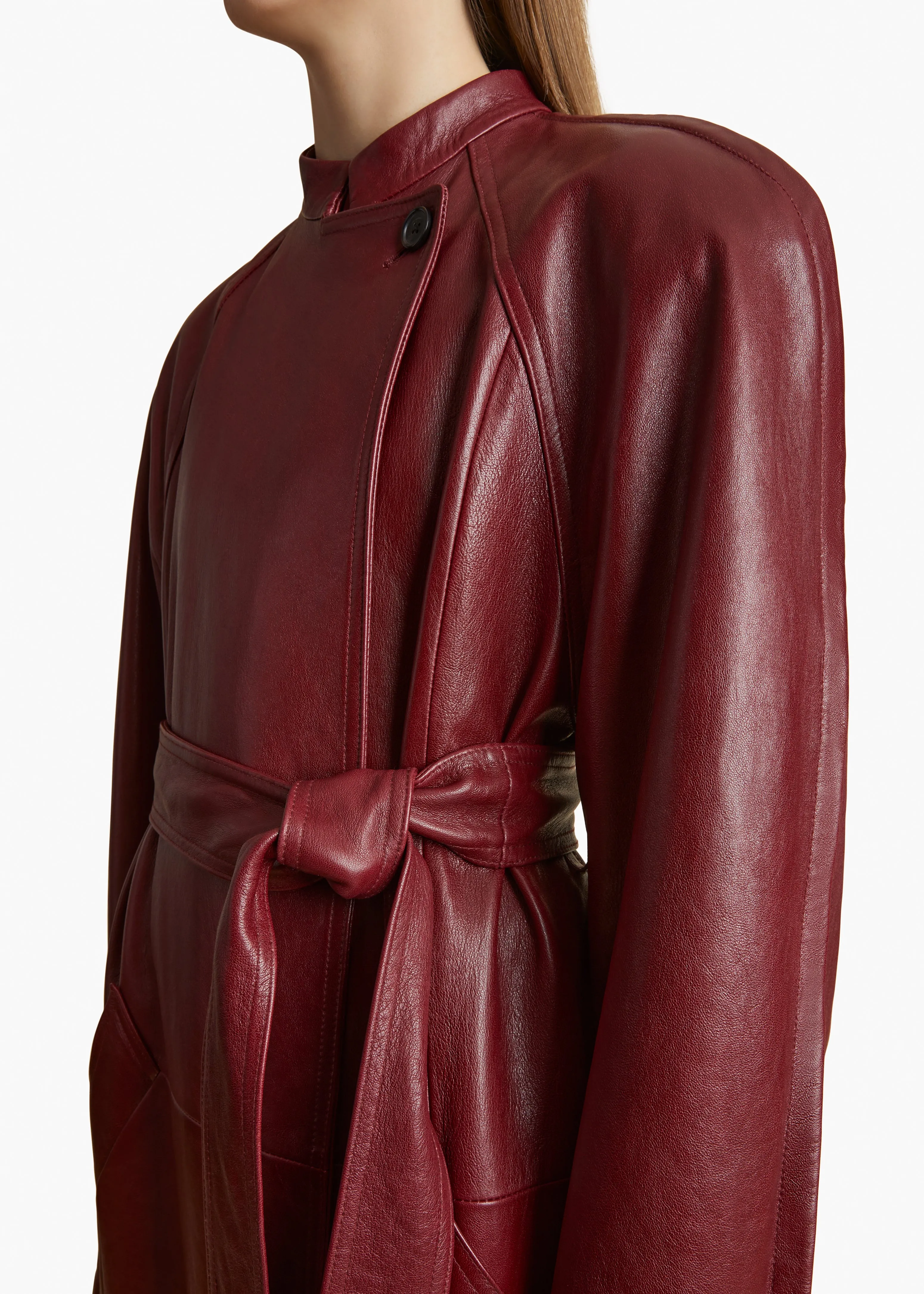 Rothen Coat in Oxblood Leather