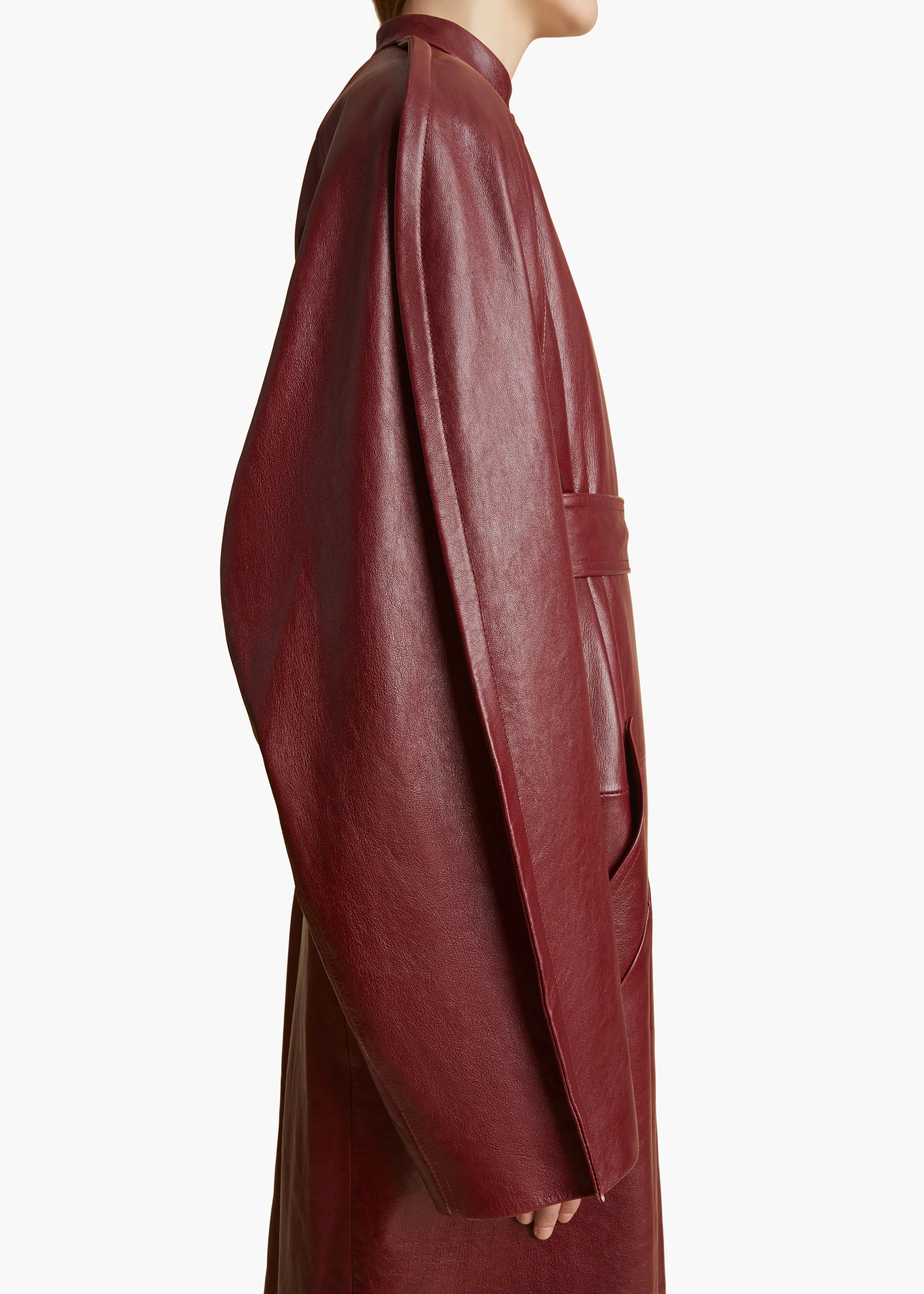 Rothen Coat in Oxblood Leather