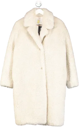 Sandro Cream Rocky Faux Shearling Coat UK S