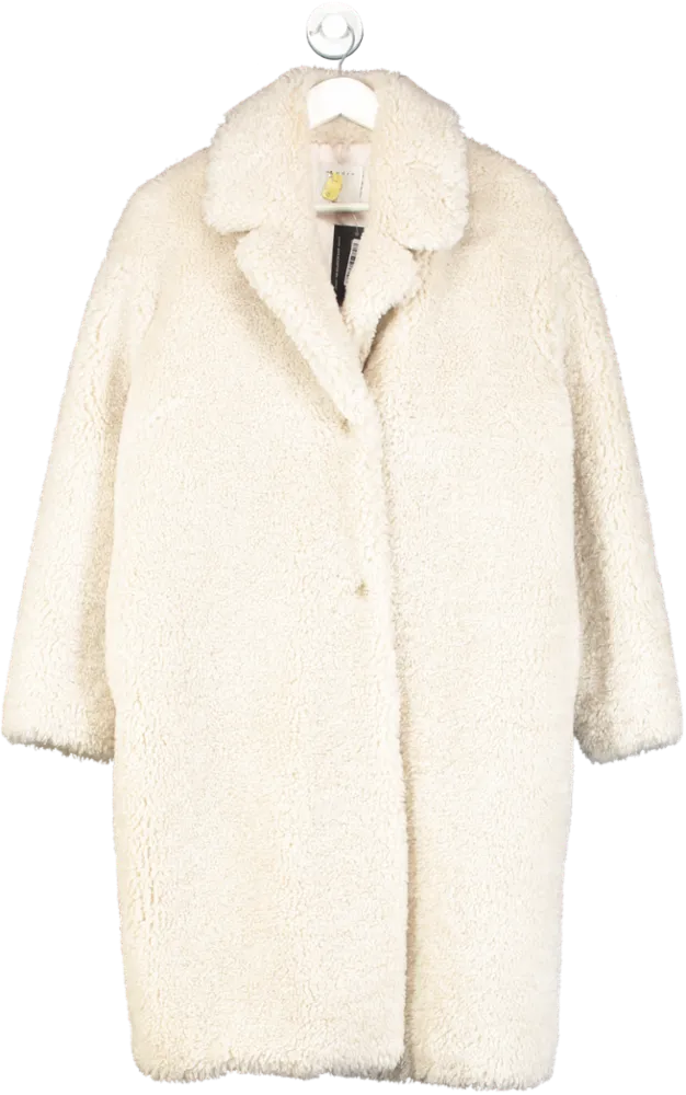 Sandro Cream Rocky Faux Shearling Coat UK S