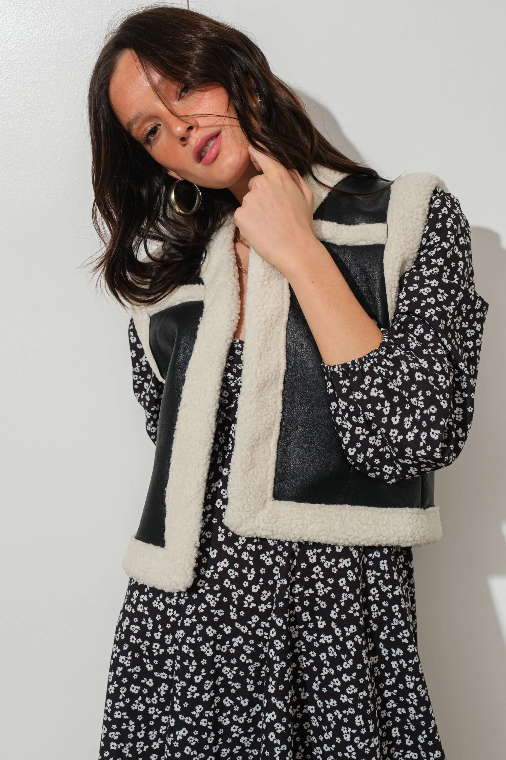 Shearling Faux Leather Vest