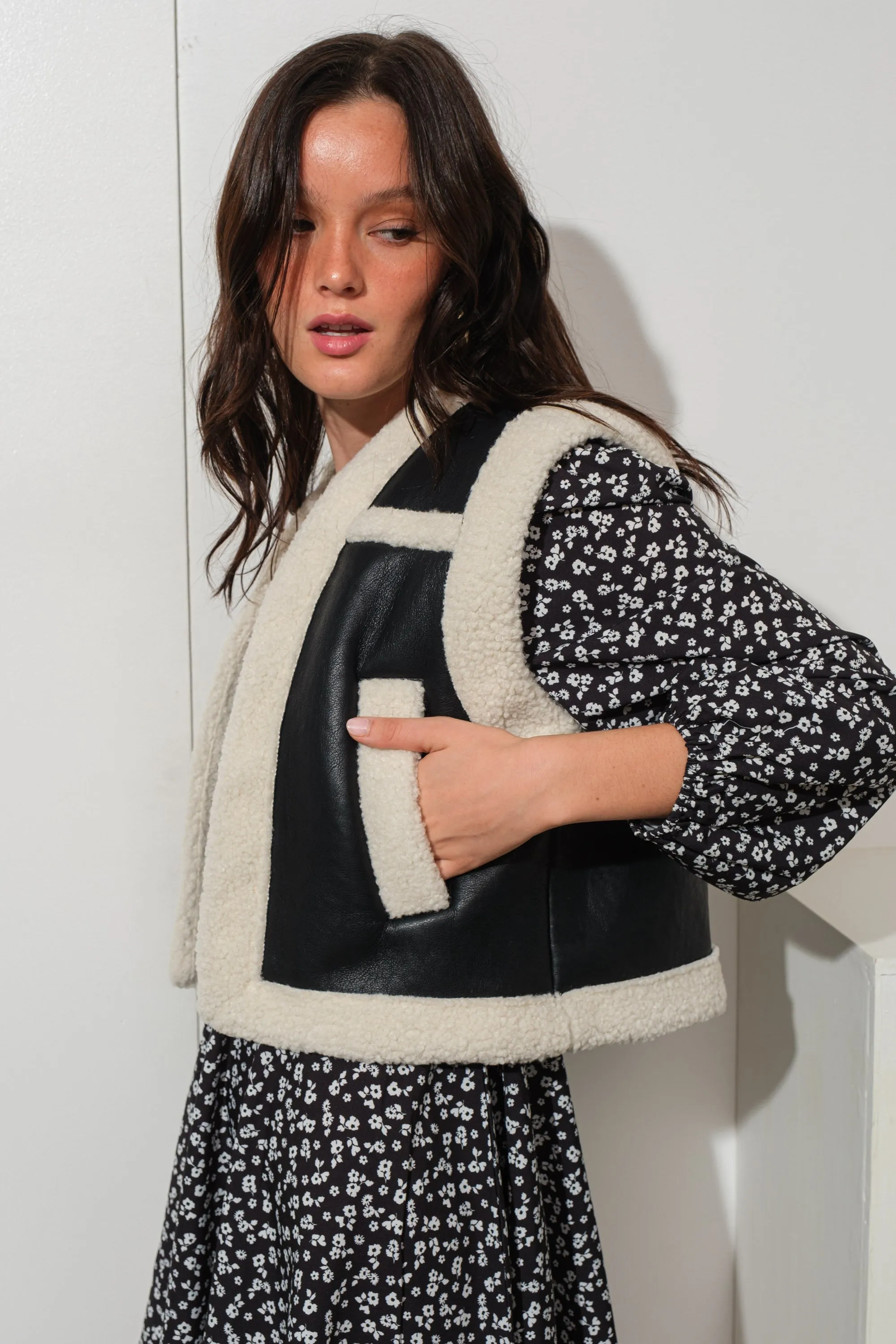 Shearling Faux Leather Vest