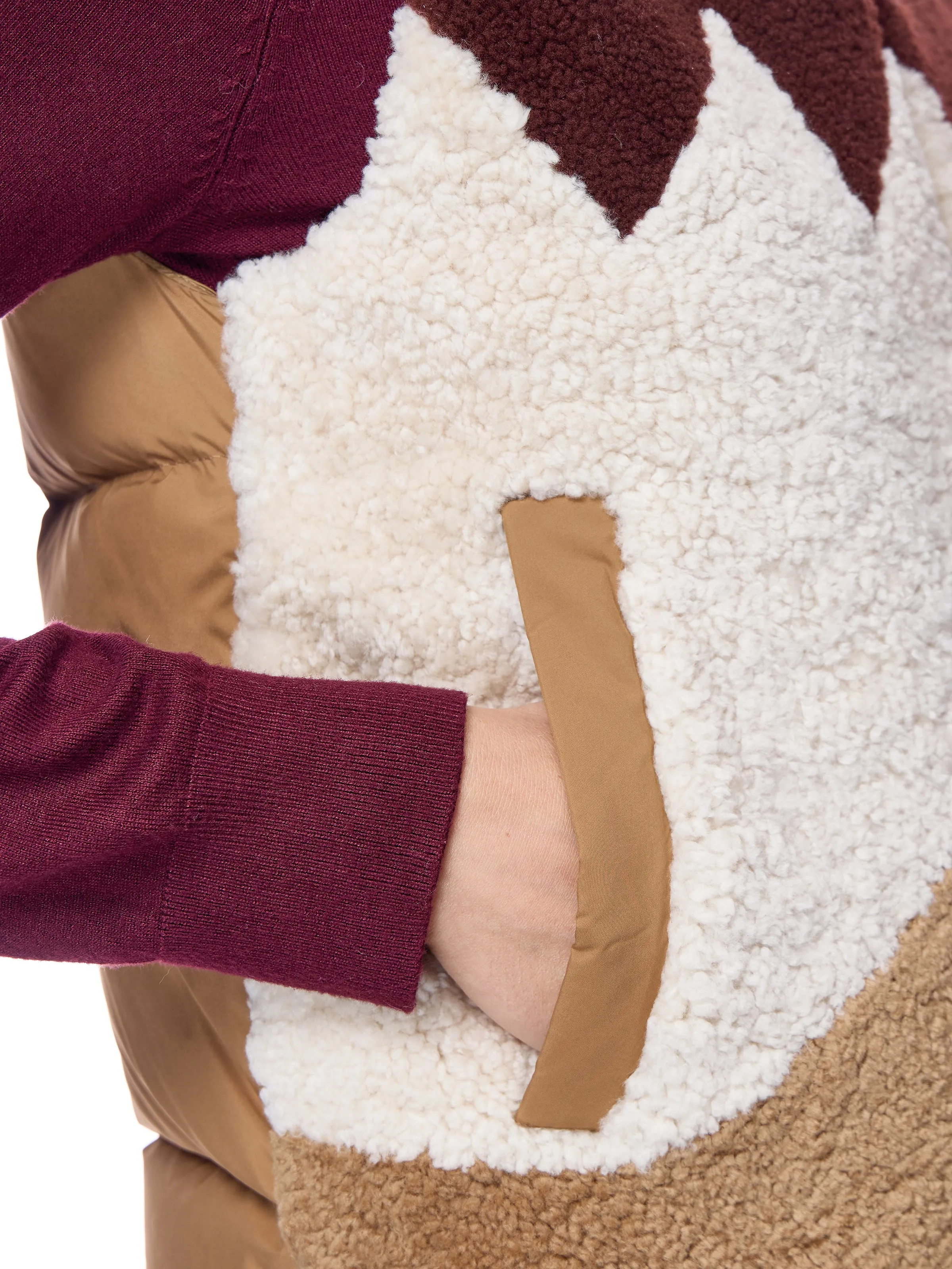 Shearling Lamb Vest with Nylon Puffer Back