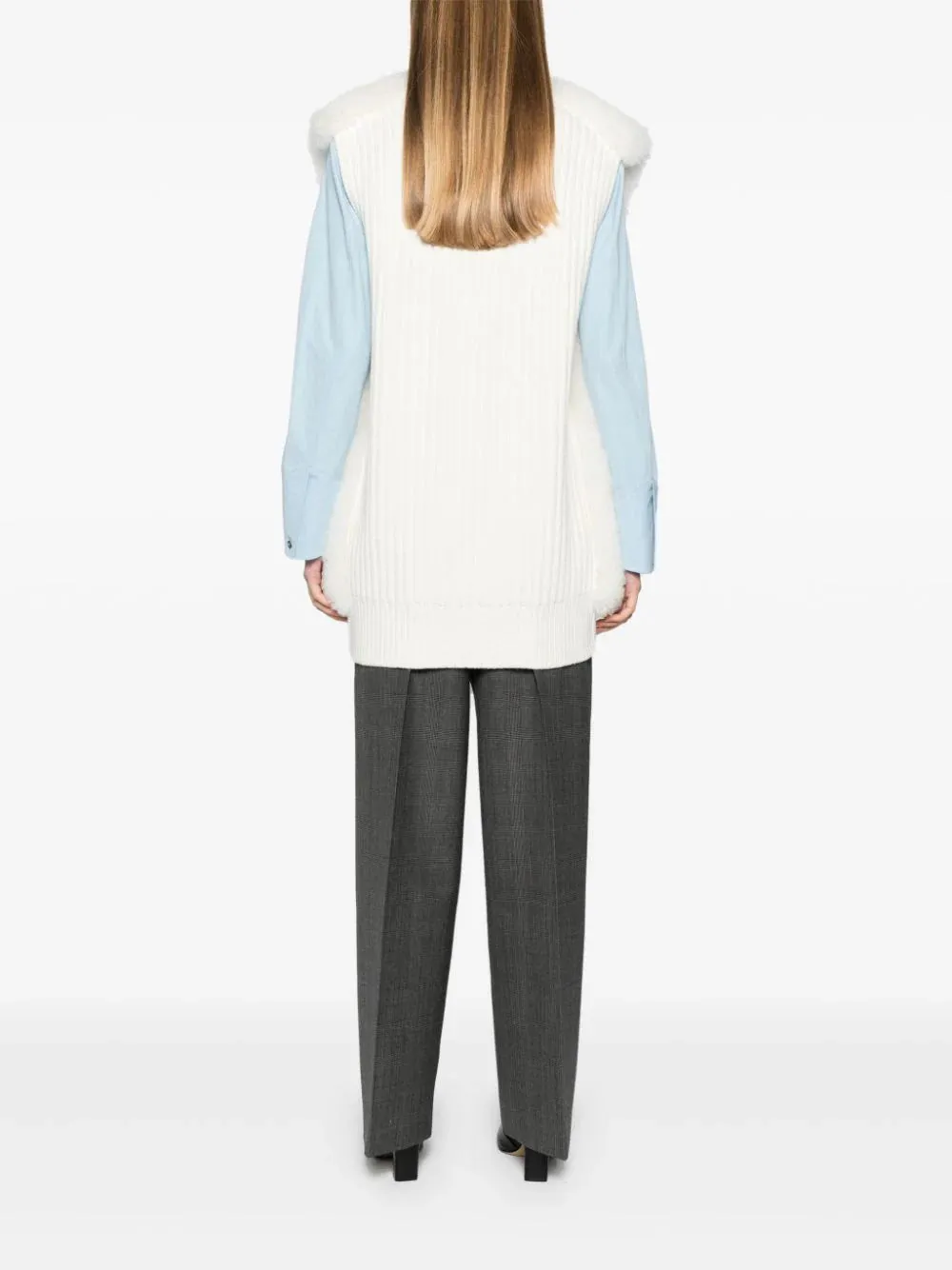 shearling sleeveless cardigan