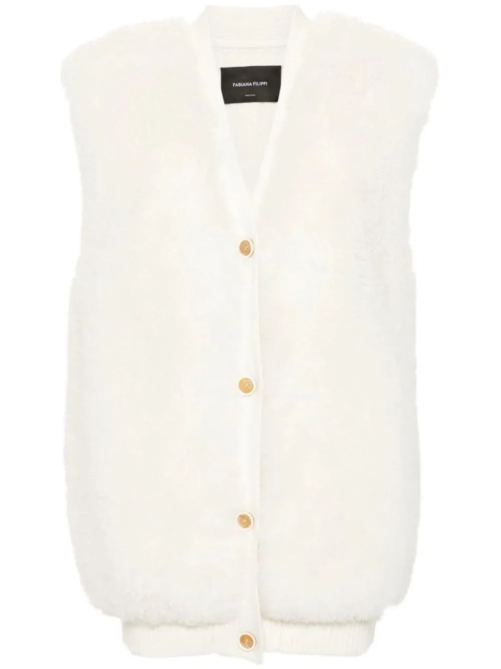 shearling sleeveless cardigan