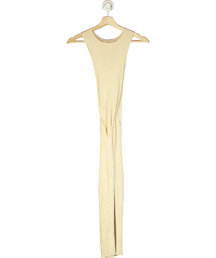 Sixth June Beige Knitted Cut Out Twist Midi Dress UK S