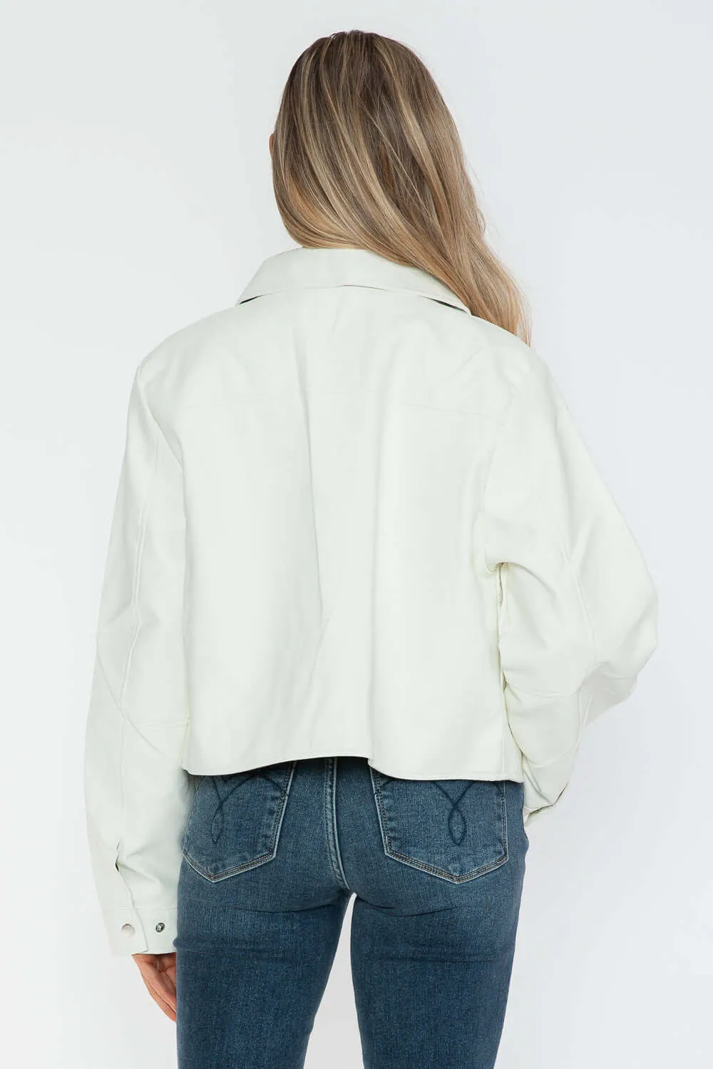 Snap Down Faux Leather Jacket
