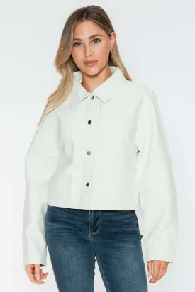 Snap Down Faux Leather Jacket