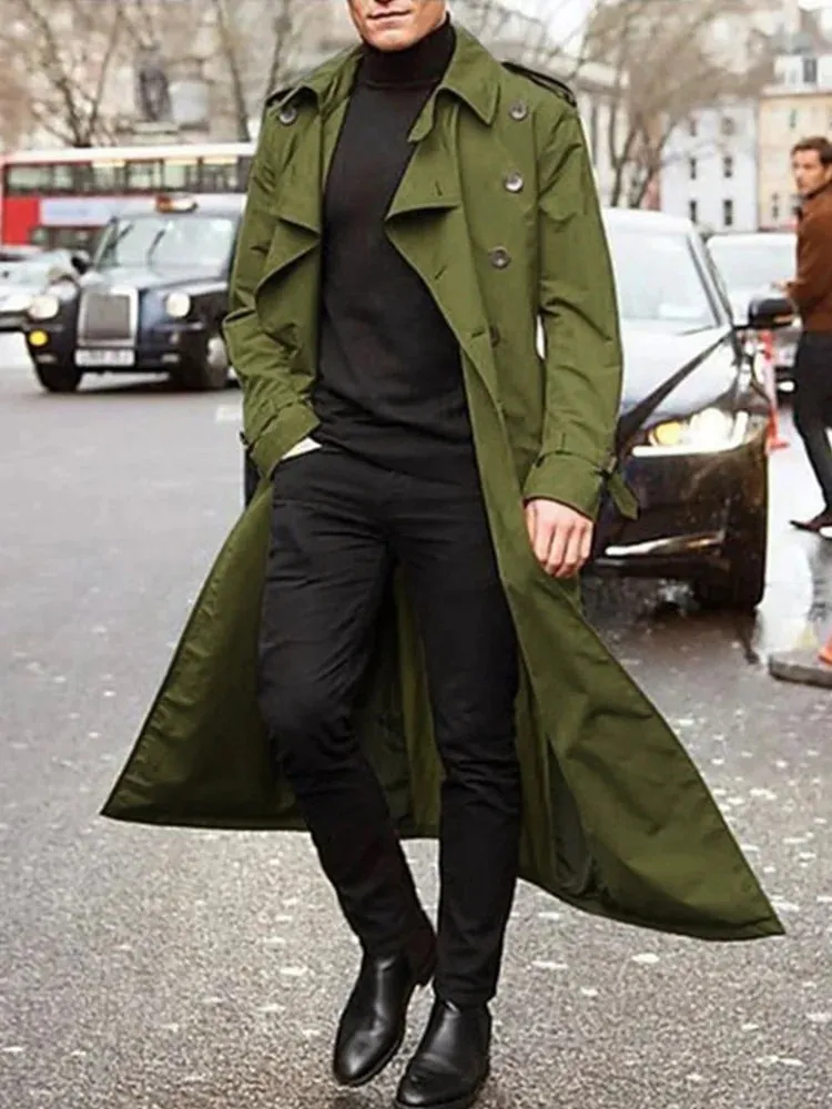 Streetwear Mode Trench Herren Dünn mantel Designer überlange britische Mäntel Herren bekleidung mit Schulter klappen Herren jacken für den Frühling