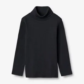 T-Shirt Roll Neck Wool - navy