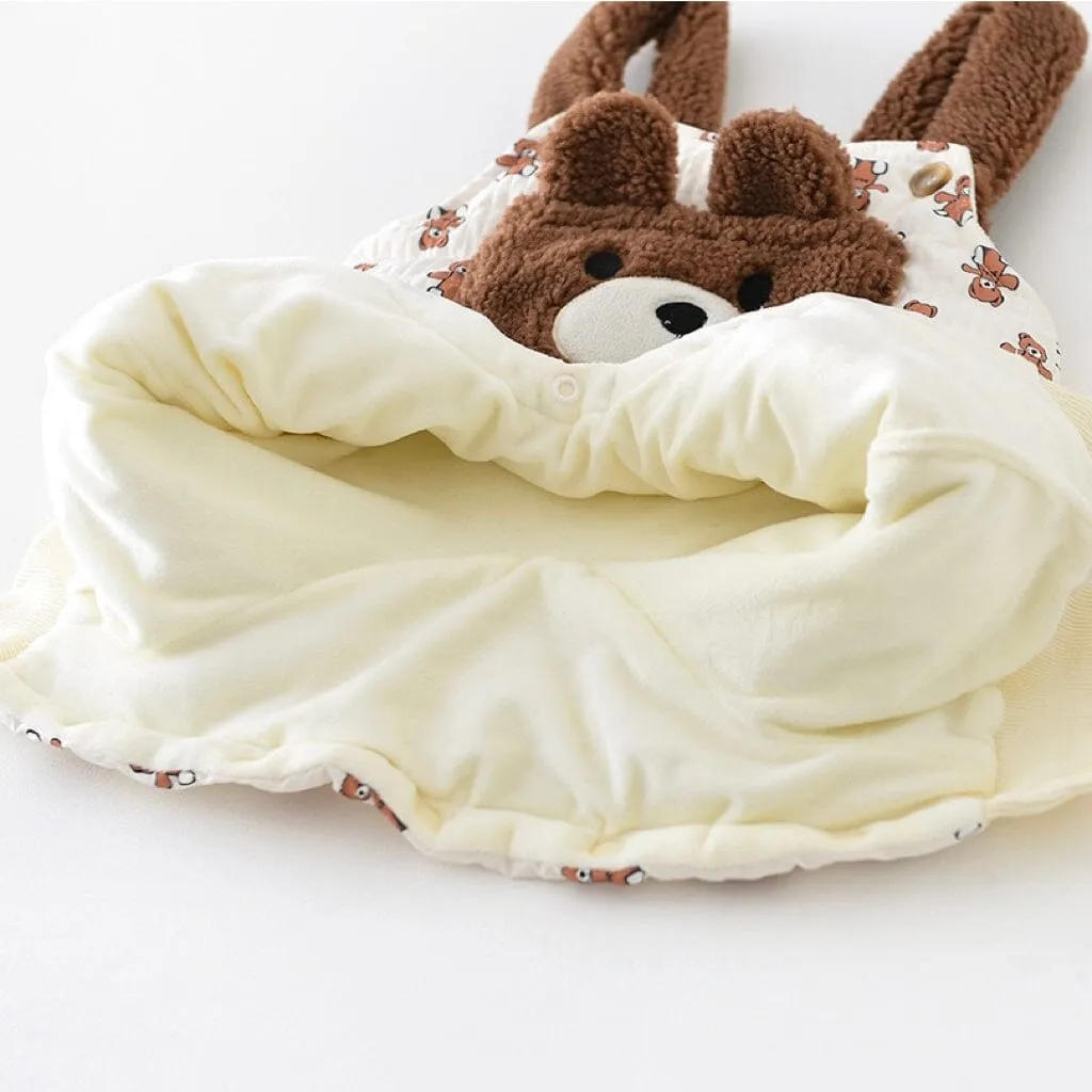 Teddy Bear Quilted Fleece Baby Romper