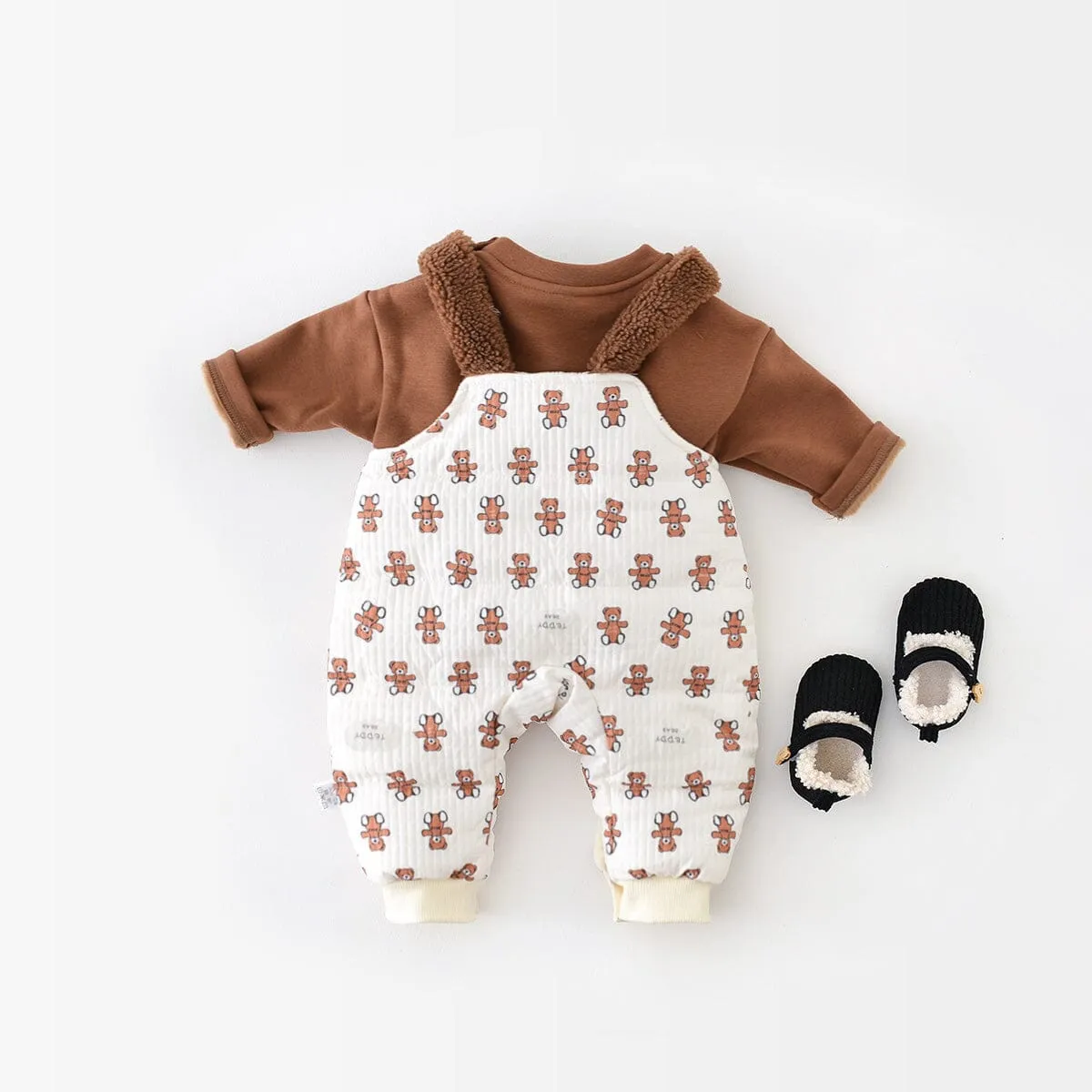 Teddy Bear Quilted Fleece Baby Romper