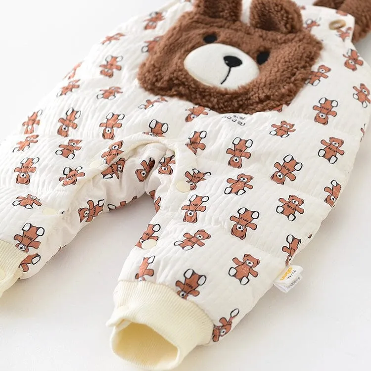 Teddy Bear Quilted Fleece Baby Romper