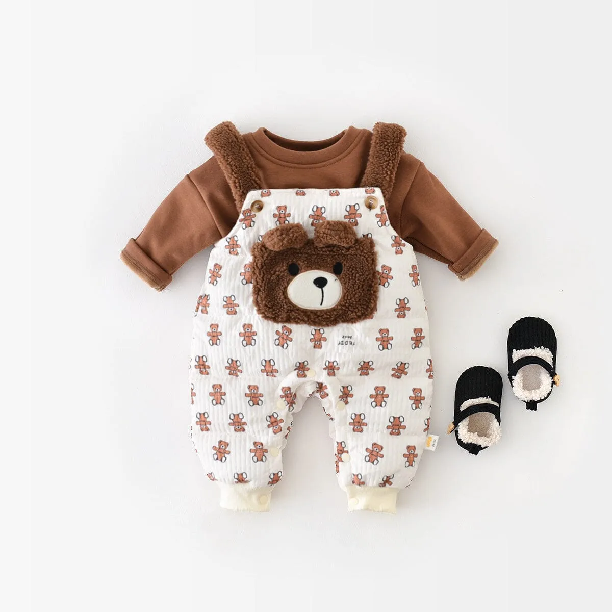 Teddy Bear Quilted Fleece Baby Romper