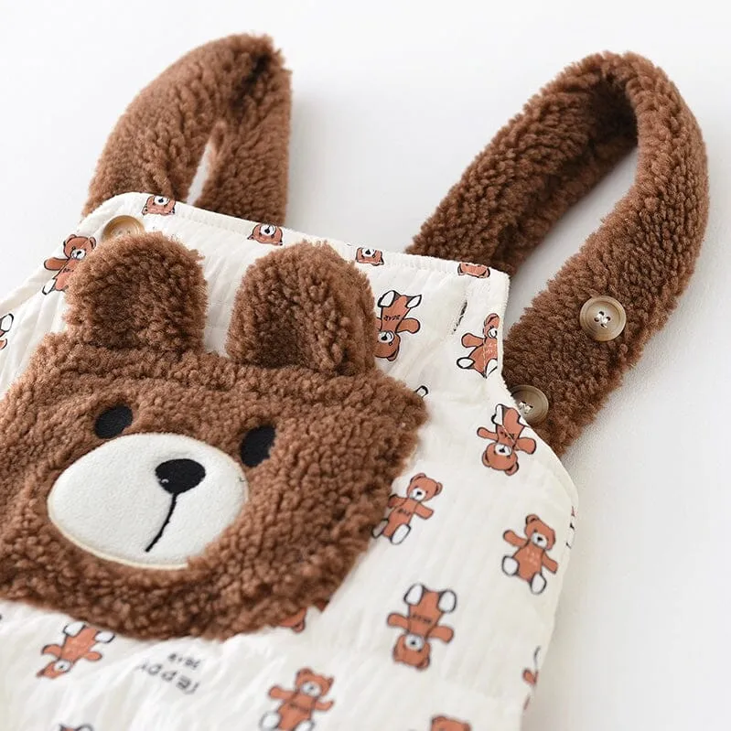 Teddy Bear Quilted Fleece Baby Romper