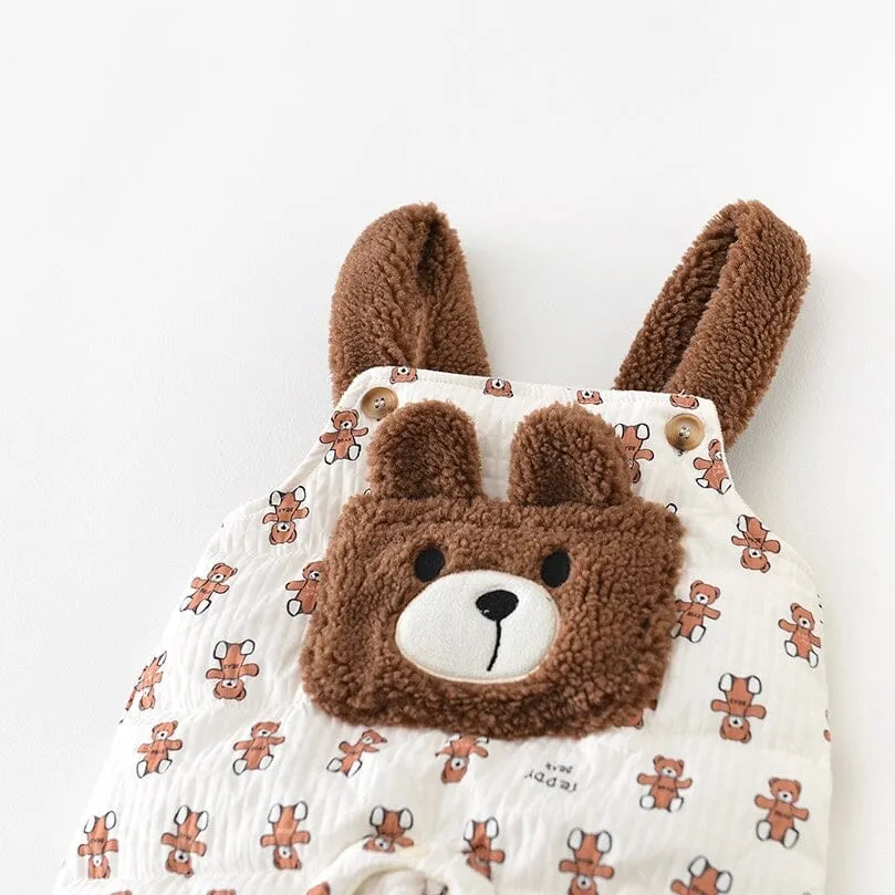 Teddy Bear Quilted Fleece Baby Romper