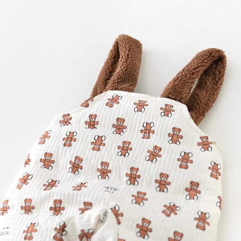 Teddy Bear Quilted Fleece Baby Romper