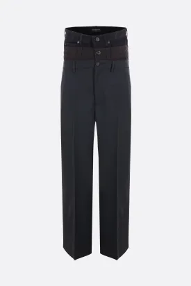 Triple Waistband Twill Wool Trousers