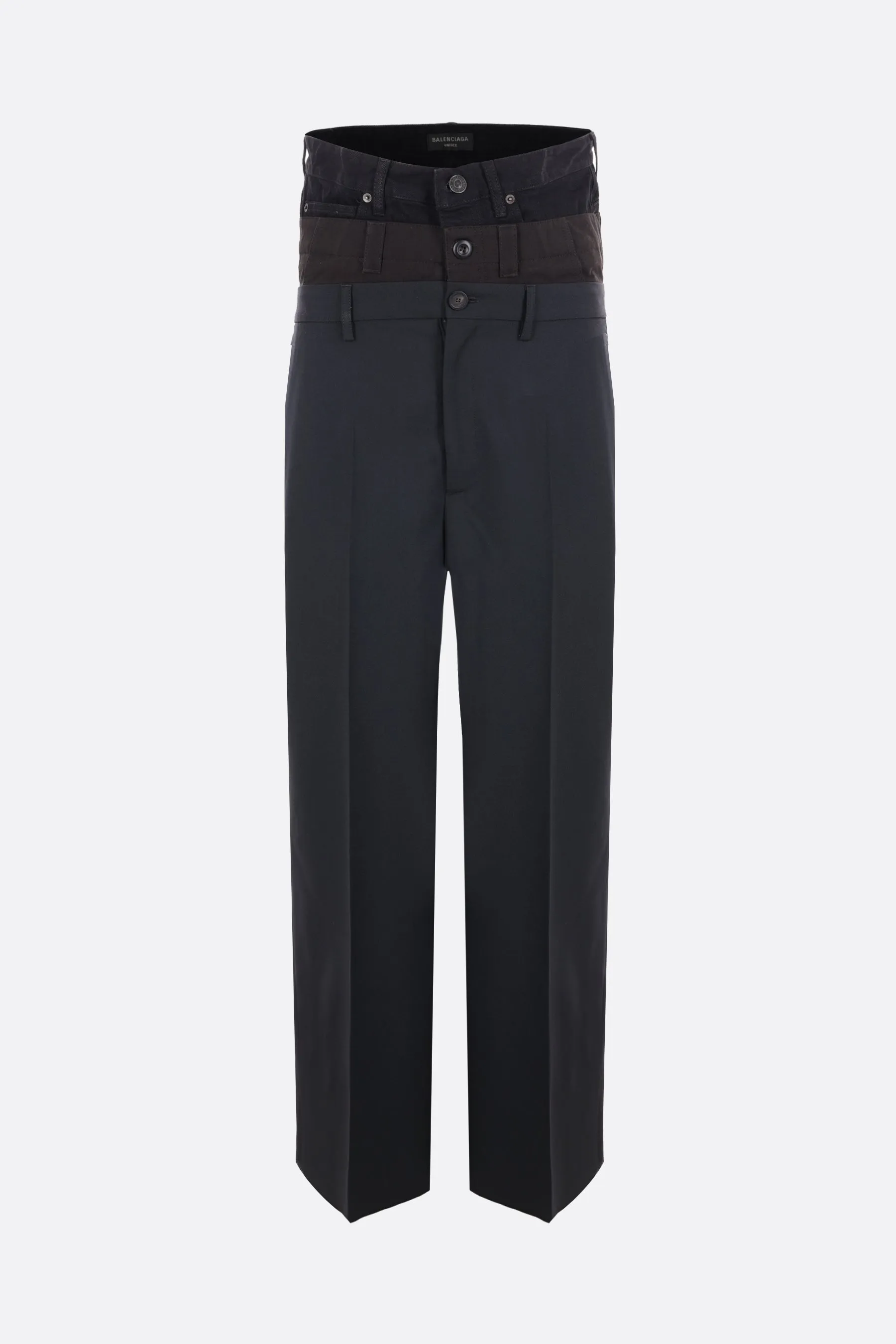 Triple Waistband Twill Wool Trousers