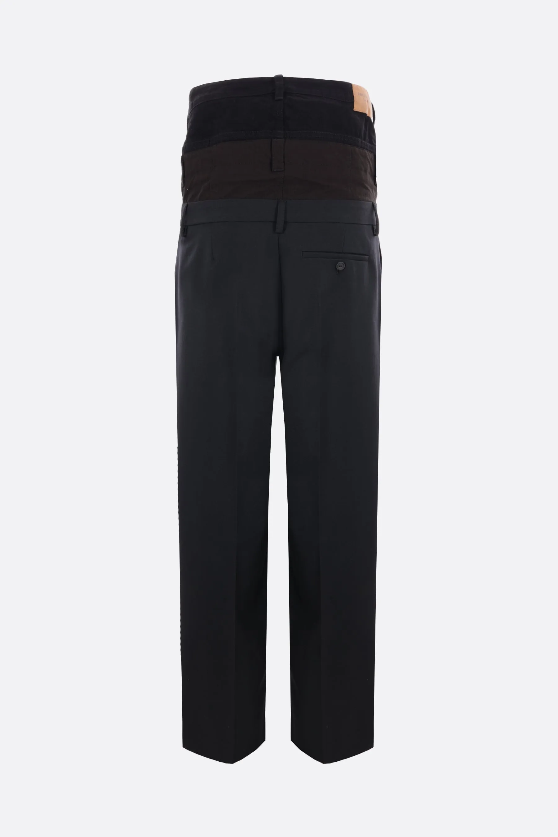 Triple Waistband Twill Wool Trousers