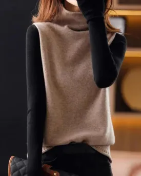 Turtleneck color block pullovers