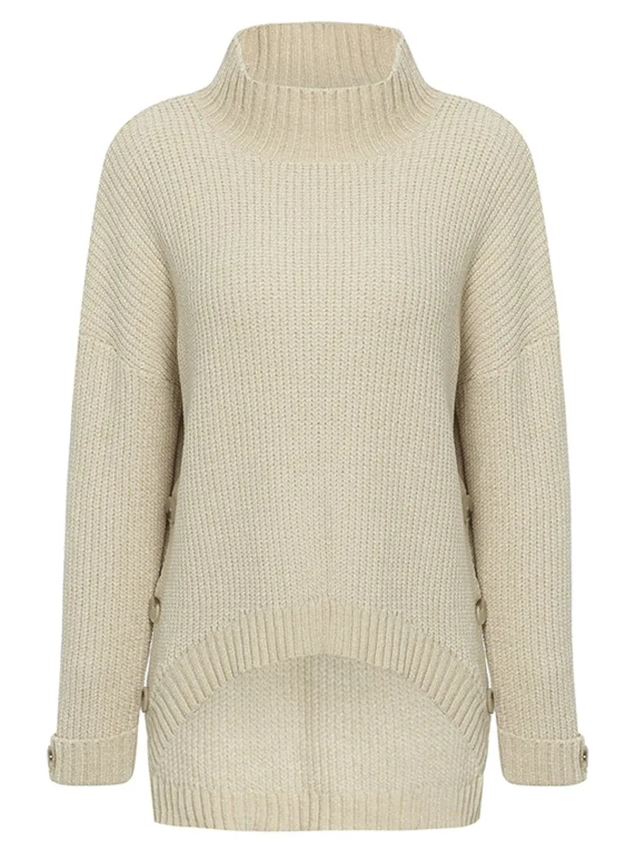 Turtleneck Knitted Sweater - Beige