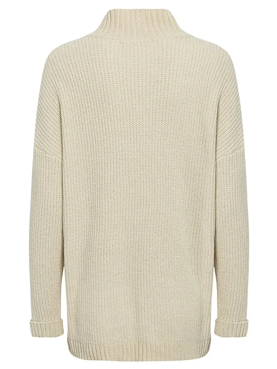 Turtleneck Knitted Sweater - Beige