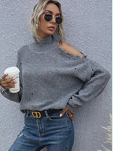 Turtleneck Off-shoulder Sweater