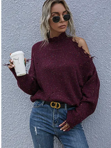 Turtleneck Off-shoulder Sweater