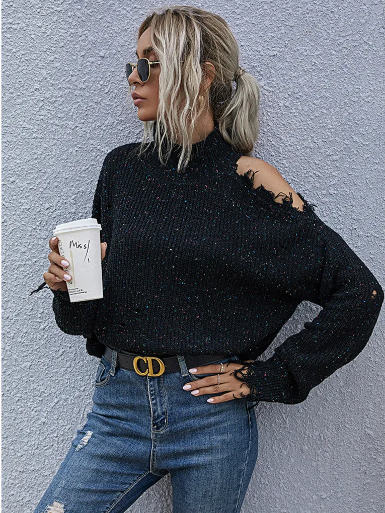 Turtleneck Off-shoulder Sweater