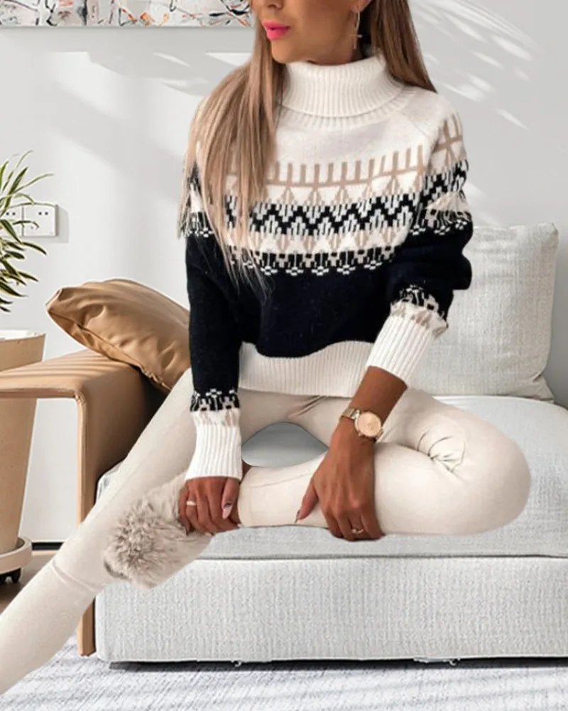 Turtleneck raglan sleeve sweater