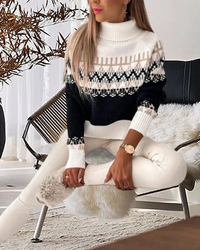 Turtleneck raglan sleeve sweater