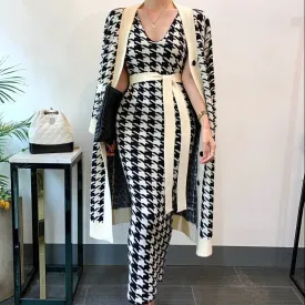 Veronica Luxury Woolen Dress with Long Cardigan