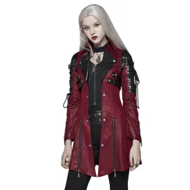 Vintage Women's Leather Punk Jacket with Straps