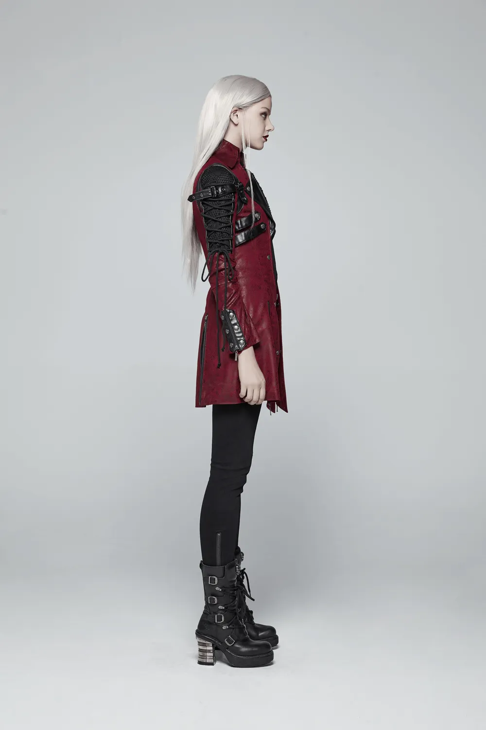 Vintage Women's Leather Punk Jacket with Straps