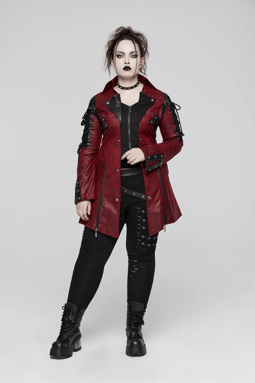 Vintage Women's Leather Punk Jacket with Straps