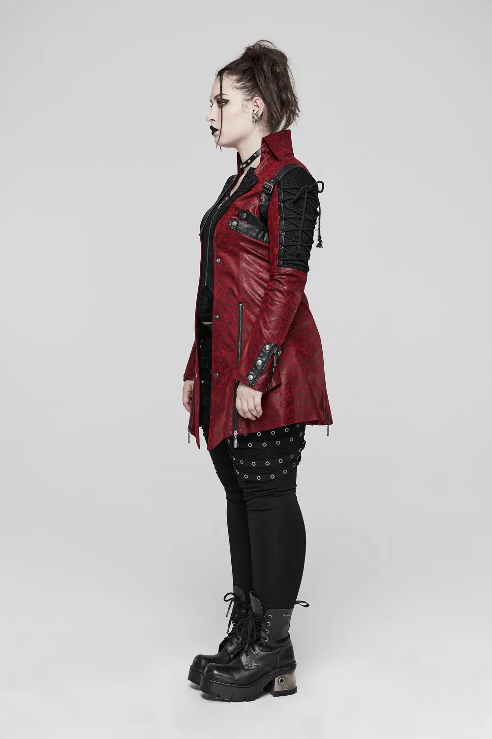 Vintage Women's Leather Punk Jacket with Straps