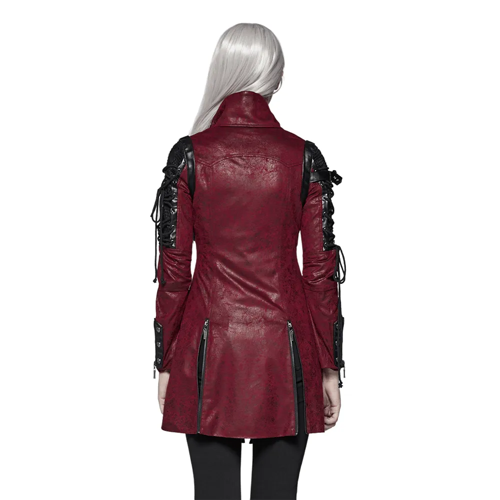 Vintage Women's Leather Punk Jacket with Straps