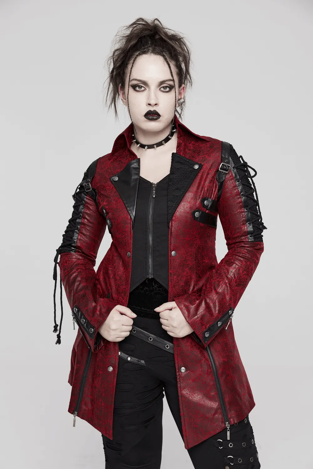 Vintage Women's Leather Punk Jacket with Straps
