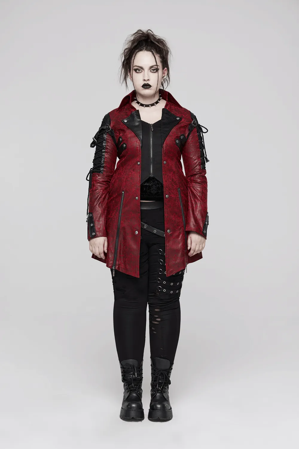 Vintage Women's Leather Punk Jacket with Straps